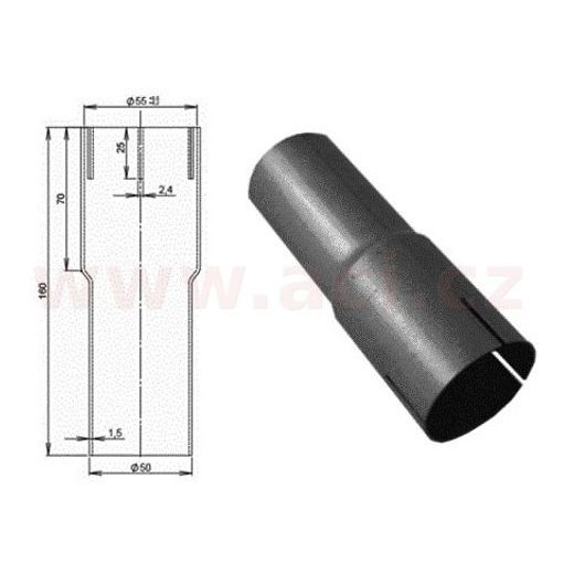 UNIVERZÁLNÍ TRUBKOVÁ PŘECHODKA PRŮMĚRŮ 50-55 MM TYLL, TLOUŠŤKA 1,5 MM