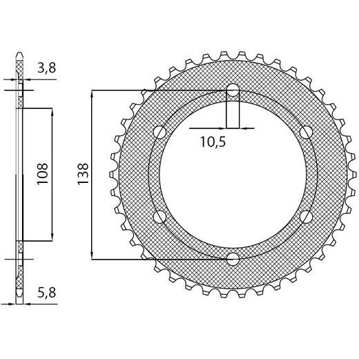 OCEĽOVÁ ROZETA PRE SEKUNDÁRNE REŤAZE TYPU 520, SUNSTAR (38 ZUBOV)