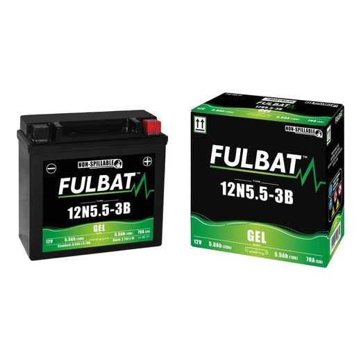 BATÉRIE 12V, 12N5.5-3B GÉL, 12V, 5.5AH, 70A, BEZÚDRŽBOVÁ GÉL TECHNOLÓGIE 135X60X130 FULBAT (AKTIVOVANÁ VE VÝROBE)