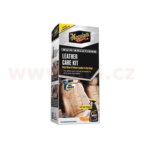 MEGUIAR'S QUIK SOLUTIONS LEATHER CARE KIT SADA NA HĹBKOVÉ ČISTĚNÍ A OCHRANU KOŽENÝCH POVRCHOV