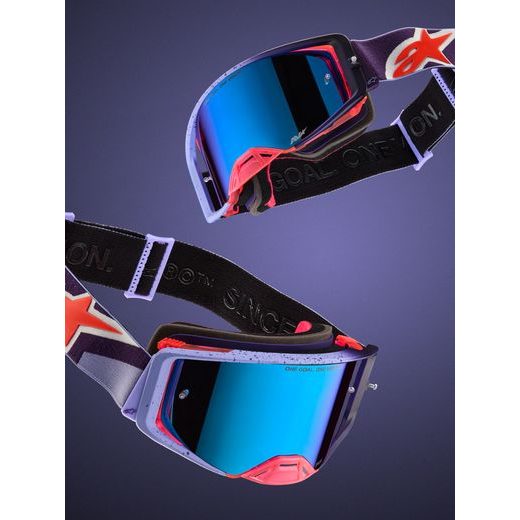 OKULIARE SUPERTECH HITEN, ALPINESTARS (FIALOVÁ/ČERVENÁ, ZRKADLOVÉ RUŽOVÉ PLEXI) 2027