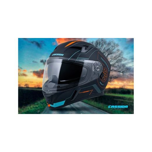 PRILBA INTEGRAL 3.0 TURBOHEAD, CASSIDA (ČIERNA MATNÁ/ORANŽOVÁ/MODRÁ, PLEXI S PRÍPRAVOU PRE PINLOCK)
