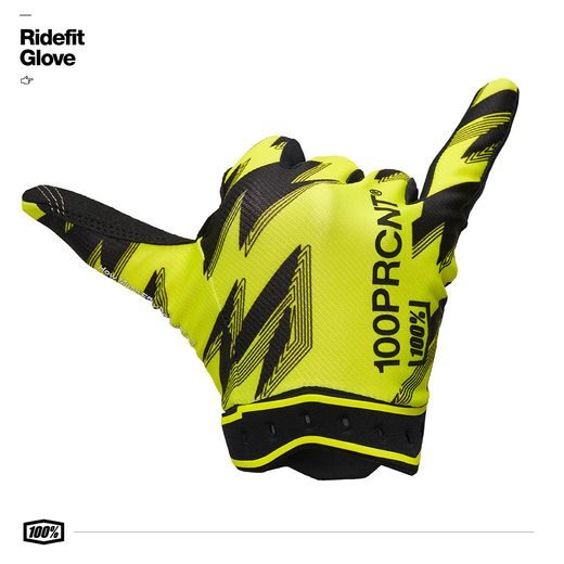 RUKAVICE RIDEFIT, 100% - USA (FLUO ŽLUTÁ/ČERNÁ)