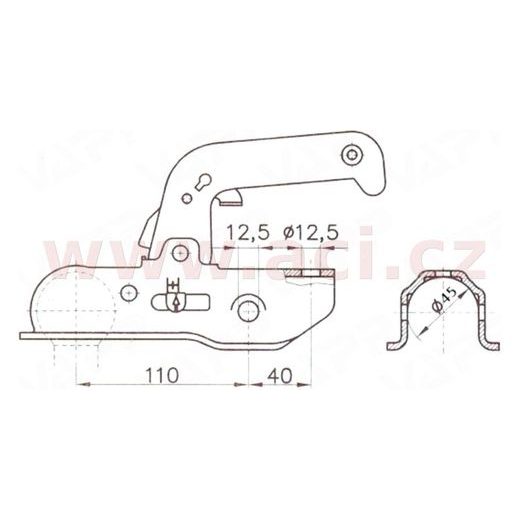 TAŽNÁ SPOJKA ALBE EM 220 R-A NA TYČ PRŮMĚR 45 MM, 2200 KG ORIGINÁL
