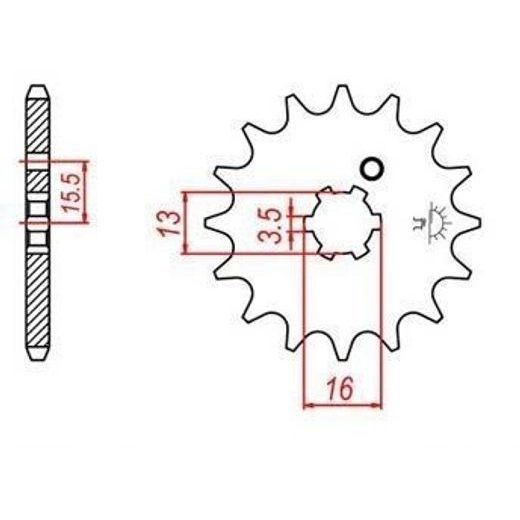 REŤAZOVÉ KOLIESKO PRE SEKUNDÁRNE REŤAZY TYPU 428, JT - ANGLICKO (15 ZUBOV)