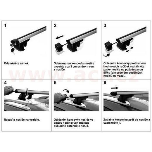 STŘEŠNÍ NOSIČ ZAMYKACÍ HLINÍKOVÝ 135 CM, MAX PRŮŘEZ NOSIČE 38X48 MM, SADA 2 KS, PRO VOZIDLA S PODÉLNÝMI NOSIČI, ALU-PRO