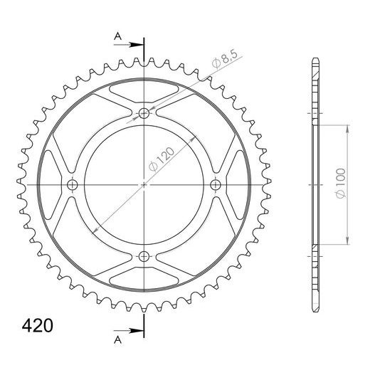 REŤAZOVÁ ROZETA SUPERSPROX RFE-6618:51-BLK ČIERNA 51T, 420