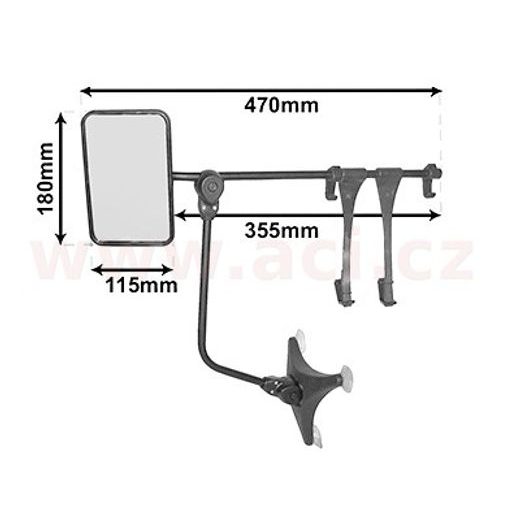 UNIVERZÁLNÍ PŘÍDAVNÁ ZP. ZRCÁTKA KARAVAN S UCHYCENÍM NA ZRCÁTKO A PODPŮRNÝM RAMENEM (SADA L+P)