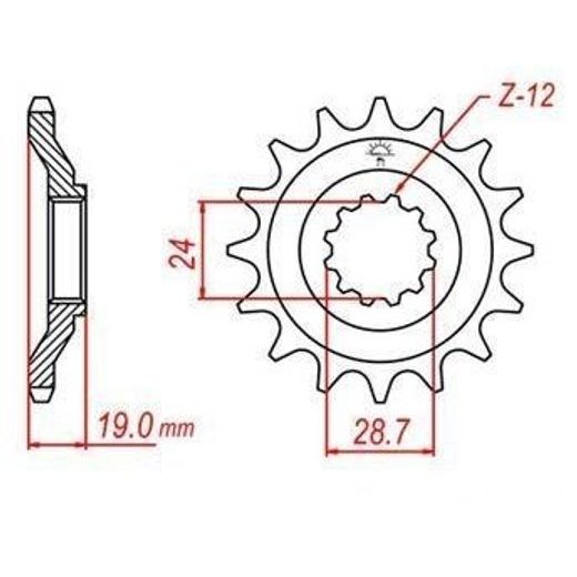 REŤAZOVÉ KOLIESKO PRE SEKUNDÁRNE REŤAZY TYPU 530, JT - ANGLICKO (16 ZUBOV)