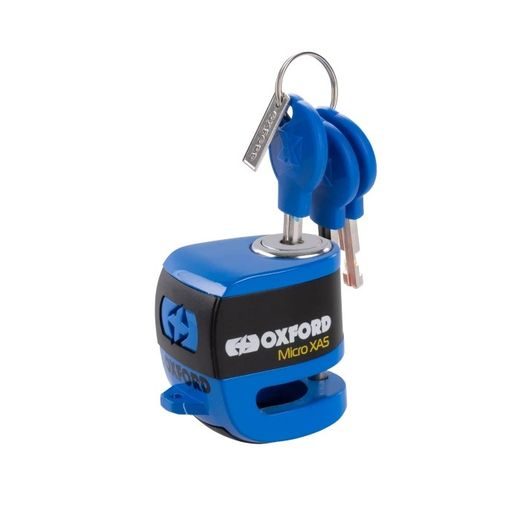 ZÁMOK KOTÚČOVÉ BRZDY MICRO XA5 - LIMITOVANÁ EDÍCIA, OXFORD (INTEGROVANÝ ALARM, MODRÝ, PRIEMER ČAPU 5,5 MM)