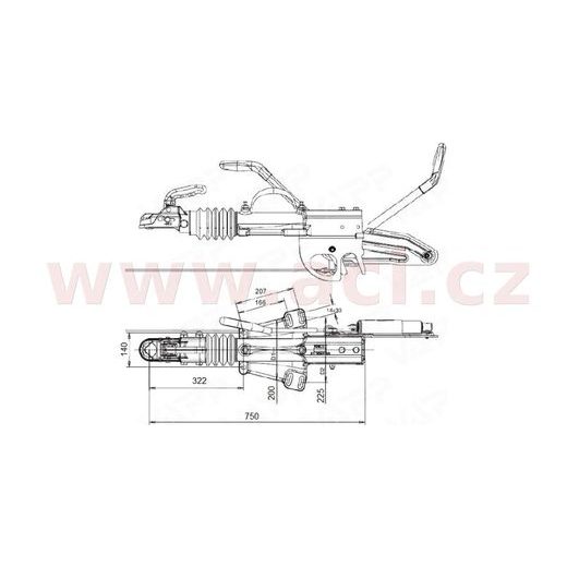 NÁJEZDOVÁ BRZDA KNOTT KFG 35 D (SPODNÍ + HORNÍ MONTÁŽ) 2700-3500 KG ORIGINÁL