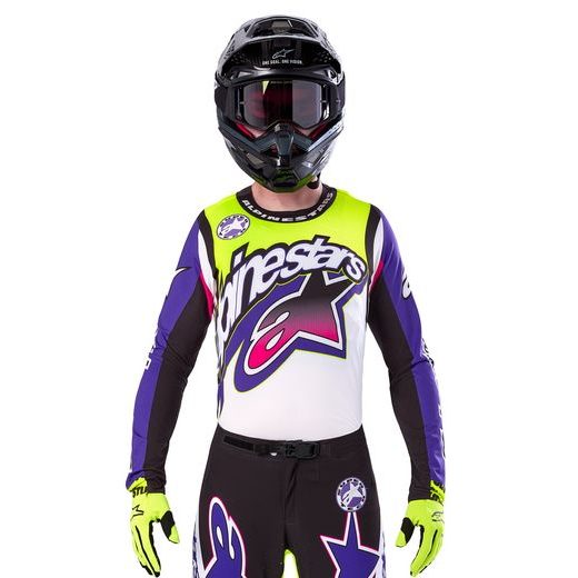 DRES SUPERTECH SX LIMITOVANÁ EDÍCIA DIRT STUDIOS, ALPINESTARS (BÍLÁ/FIALOVÁ/RŮŽOVÁ/ŽLUTÁ FLUO) 2025