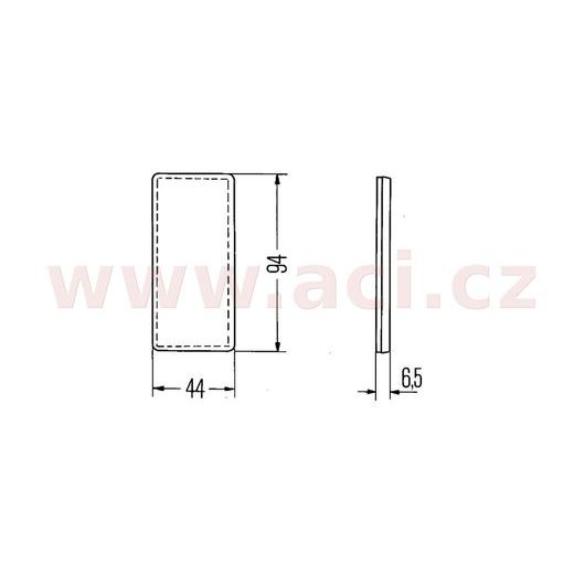 ODRAZKA ČERVENÁ OBDÉLNÍKOVÁ 94X44 MM SAMOLEPÍCÍ HELLA