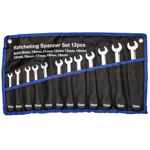 SADA (12 KS) OČKOVÝCH KLÍČŮ S RÁČNOU 8, 9, 10, 11, 12, 13, 14, 15, 16,17, 18, 19 Q-TECH