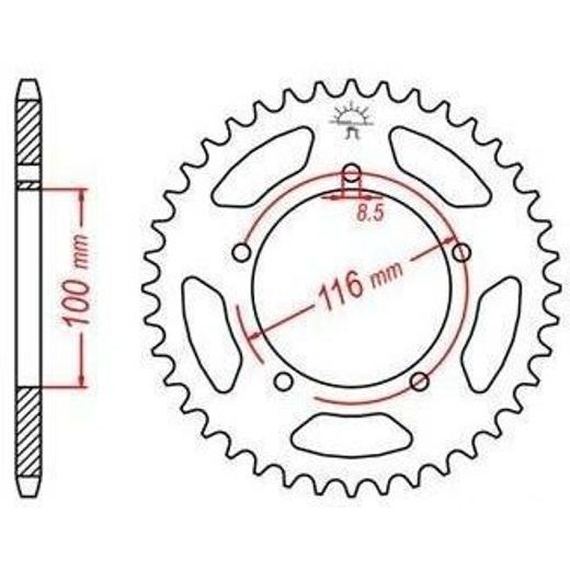OCEĽOVÁ ROZETA PRE SEKUNDÁRNE REŤAZY TYPU 420, JT - ANGLICKO (49 ZUBOV)