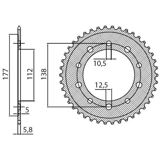 OCEĽOVÁ ROZETA PRE SEKUNDÁRNE REŤAZY TYPU 520, BRAKING (43 ZUBOV)