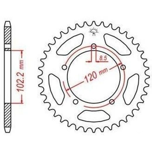 OCEĽOVÁ ROZETA PRE SEKUNDÁRNE REŤAZY TYPU 420, JT - ANGLICKO (47 ZUBOV)
