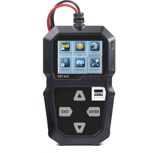 TESTER BATERIÍ, NAPĚTÍ, PROUD, DOBÍJENÍ, 12 V, 7 - 240 AH, GYS DBT 410 - START/STOP, MENU V ČEŠTINĚ