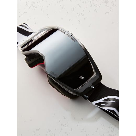 OKULIARE SUPERTECH HITEN, ALPINESTARS (BÍLÁ/ČERNÁ, ZRKADLOVÉ STRIEBORNÉ PLEXI) 2027