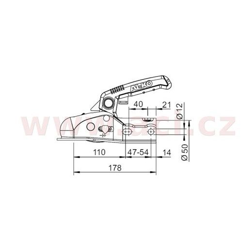 TAŽNÁ SPOJKA AL-KO AK 161, TYČ PRŮMĚR 50 MM, 1600 KG + SOFT DOCK ORIGINÁL