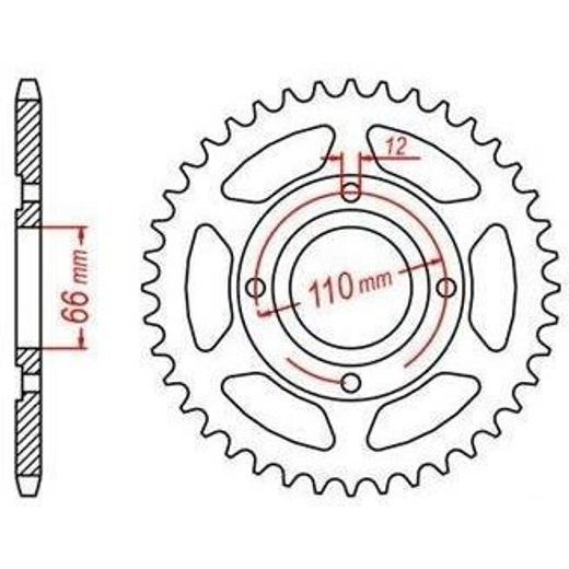 OCEĽOVÁ ROZETA PRE SEKUNDÁRNE REŤAZY TYPU 530, JT - ANGLICKO (38 ZUBOV)