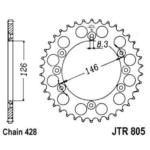 REŤAZOVÁ SADA D.I.D CHAIN - STRIEBORNÝ REŤAZ 428 D, NETESNENÝ, KOLIESKO JT, ROZETA JT PRE SUZUKI DR 125 SM 2008-2013
