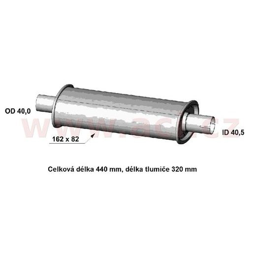 UNIVERZÁLNÍ TLUMIČ PLOCHÝ, PRŮMĚR TLUMIČE 162X82, PRŮMĚR 40