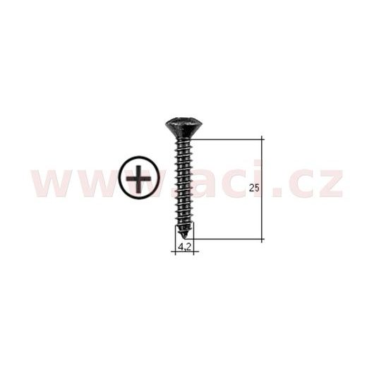 SAMOŘEZNÝ KŘÍŽOVÝ VRUT ČERNÝ POZINK FE (SADA 20 KS) (4,2 MM, 25 MM)