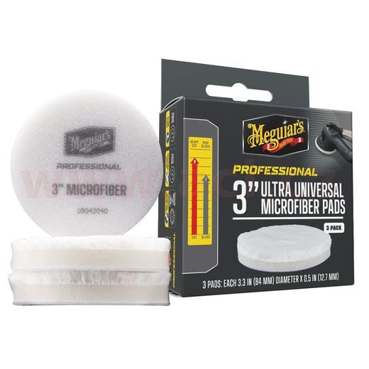 MEGUIAR'S PROFESSIONAL MICROFIBER PADS (3“) MIKROVLÁKNOVÉ LEŠTICÍ KOTÚČE, PRIEMER 3", 3 KUSY
