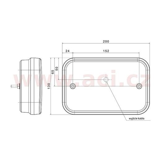 ZADNÍ SVĚTLO LED 200X130 MM, KABEL 1 M, L