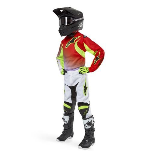 NOHAVICE RACER LUCENT, ALPINESTARS, DETSKÉ (BÍLÁ/ČERNÁ/ŽLUTÁ FLUO) 2024