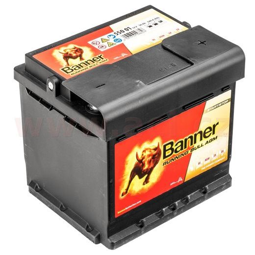 50AH BATÉRIA, 540A, PRAVÁ BANNER RUNNING BULL AGM 210X175X190