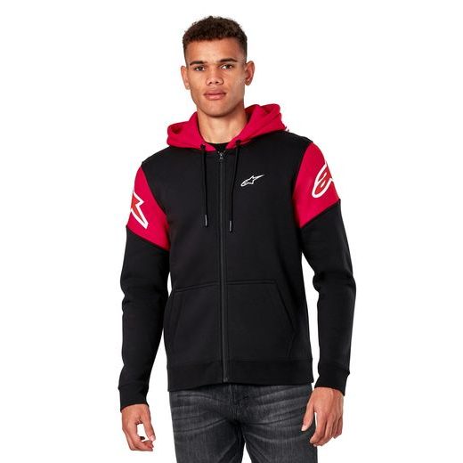 MIKINA VELOCITY HOODIE, ALPINESTARS (ČERNÁ/ČERVENÁ)