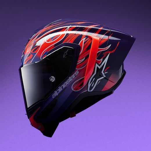 PRILBA SUPERTECH R10 FLYTE LIMITOVANÁ EDÍCIA JORGE MARTIN, ALPINESTARS (FIALOVÁ/ČERVENÁ) 2026