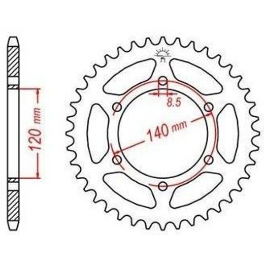 OCEĽOVÁ ROZETA PRE SEKUNDÁRNE REŤAZY TYPU 428, JT - ANGLICKO (44 ZUBOV)
