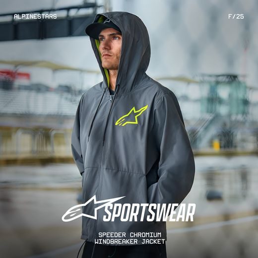 BUNDA SPEEDER CHROMIUM WINDBREAKER, ALPINESTARS (ŠEDÁ/ŽLUTÁ FLUO)