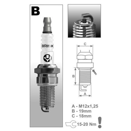 ZAPAĽOVACIE SVIEČKA BBR12C RAD SUPER, BRISK - ČESKÁ REPUBLIKA