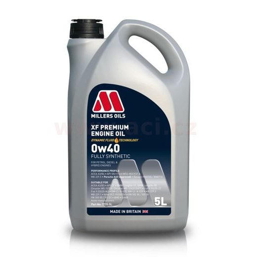 MILLERS OILS XF PREMIUM 0W40, PLNE SYNTETICKÝ, 5 L