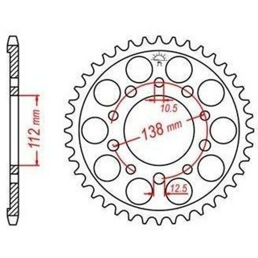 OCEĽOVÁ ROZETA PRE SEKUNDÁRNE REŤAZY TYPU 520, JT - ANGLICKO (43 ZUBOV)
