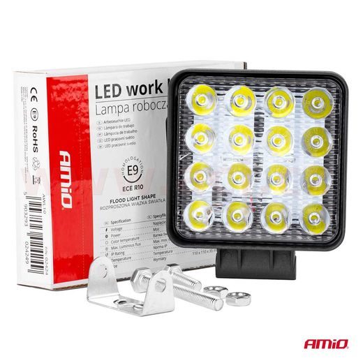 LED PRACOVNÍ SVĚTLO, NAPĚTÍ 9-36 V, (16 LED 3030), SVĚT. TOK 3800 LM, (110 X 110 MM)