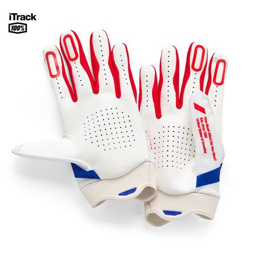 RUKAVICE ITRACK, 100% - USA (MODRÁ/BÍLÁ)