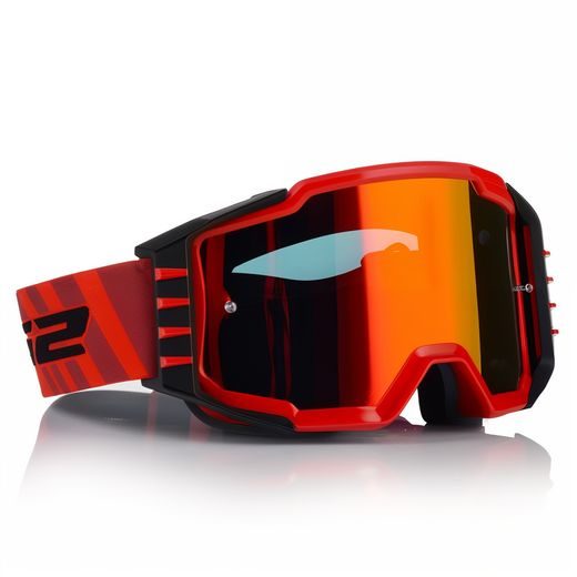 LS2 CHARGER PRO GOGGLE RED WITH IRIDIUM VISOR