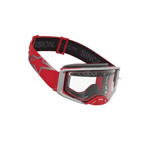 OKULIARE SUPERTECH DURA AIR FLUID, ALPINESTARS (ČERVENÁ/STŘÍBRNÁ, ČÍRE PLEXI) 2027