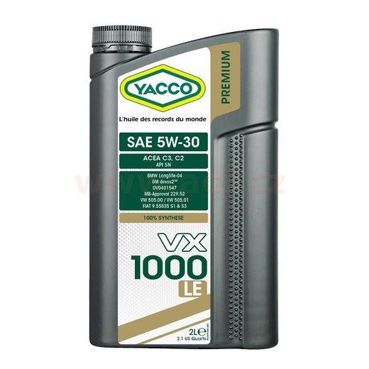 MOTOROVÝ OLEJ YACCO VX 1000 LE 5W30, 2 L