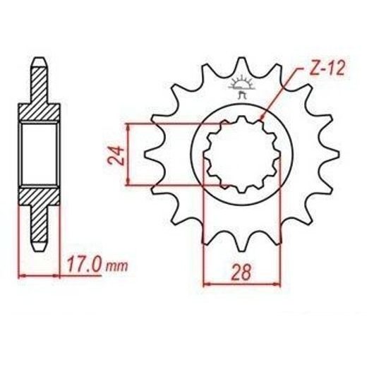 REŤAZOVÉ KOLIESKO PRE SEKUNDÁRNE REŤAZY TYPU 525, JT - ANGLICKO (14 ZUBOV)