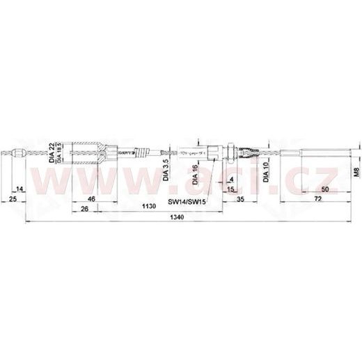 LANOVOD BRZDOVÝ KNOTT 1130/1340 MM, ZÁVIT M8, ORIGINÁL