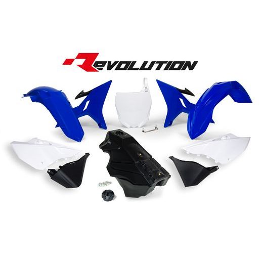 SADA PLASTOV YAMAHA - REVOLUTION KIT PRE YZ 125/250 02-21, RTECH (MODRO-BÍLO-ČERNÁ, 7 DIELOV)