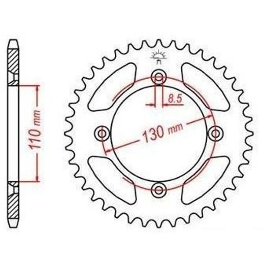 OCEĽOVÁ ROZETA PRE SEKUNDÁRNE REŤAZY TYPU 428, JT - ANGLICKO (56 ZUBOV)