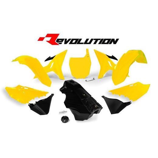 SADA PLASTOV YAMAHA - REVOLUTION KIT PRE YZ 125/250 02-21, RTECH (ŽLTO-ČIERNA, 7 DIELOV)