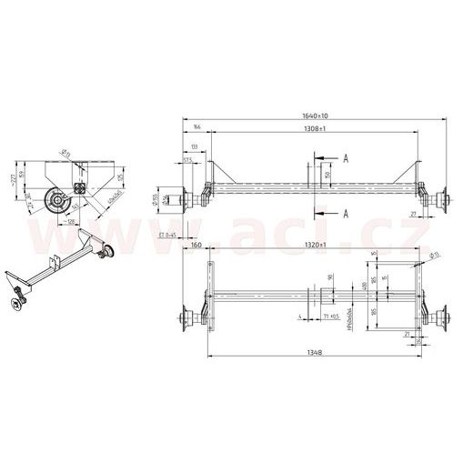 NÁPRAVA KNOTT VG 7-L (750 KG) ROZTEČ PATEK 1320 MM, VYSOKÉ PATKY (SACHER) (4X100) ORIGINÁL